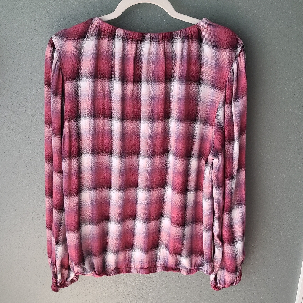Anthropologie Cloth & Stone Glacier Plaid Top, Size XL - Picture 4 of 4